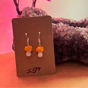 Orange mushroom earrings